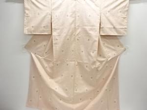 未使用品　幾何学に花模様織り出し手織り紬着物